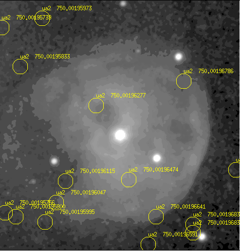 USNO-A2.0 stars plotted on image before WCS